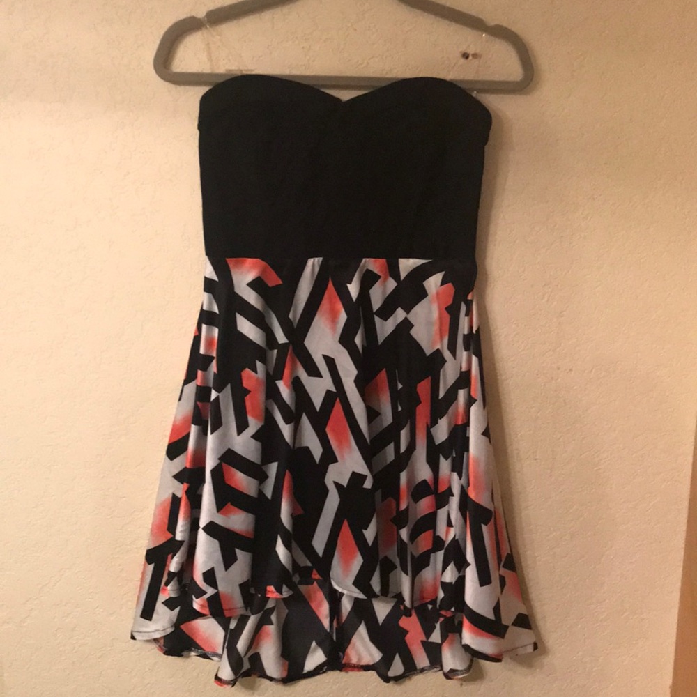 High low pink and black dress